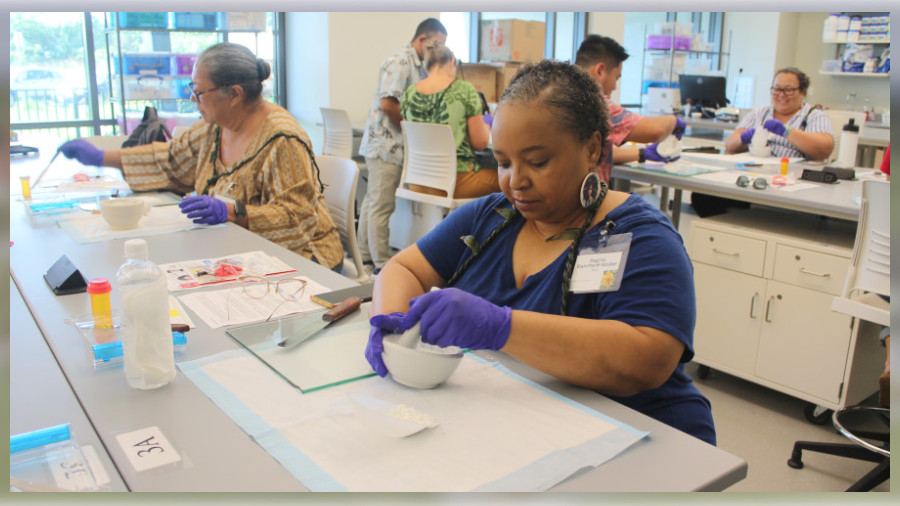 High school counselors from around the state got a crash course in compounding as part of their recent tour of the DKICP campus.