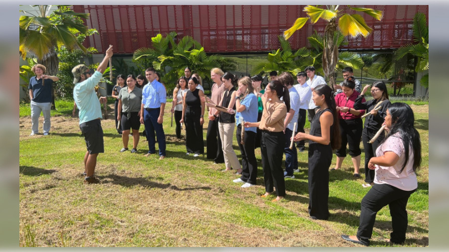 The first class to graduate from the new DKICP curriculum, this year’s P1 class, participated in a ti planting activity during orientation week last Fall.