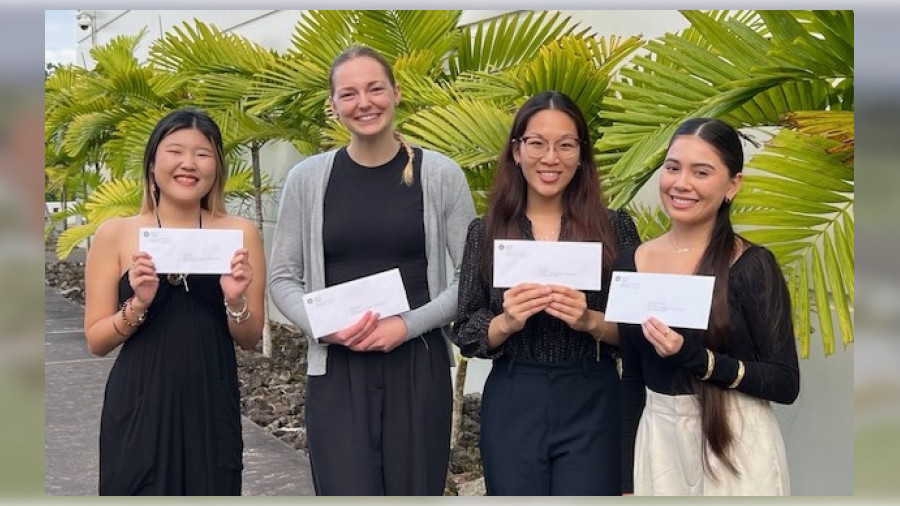 Merit Award winners from the Class of 2027 include (left to right) Stacie Saito, Charlotte Powell, Kelly Huang and Brookelynn Mandaloniz.